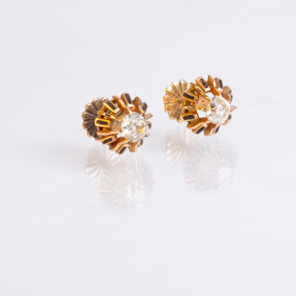 Caravanas oro 18 K, diamantes y esmalte