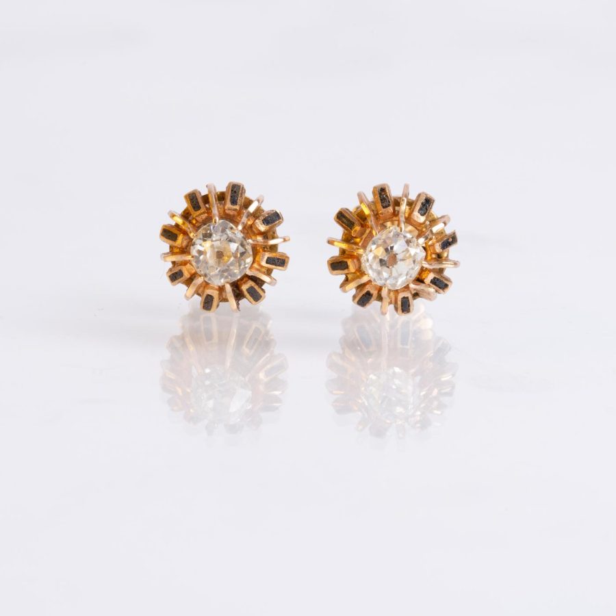 Caravanas oro 18 K, diamantes y esmalte - Imagen 2
