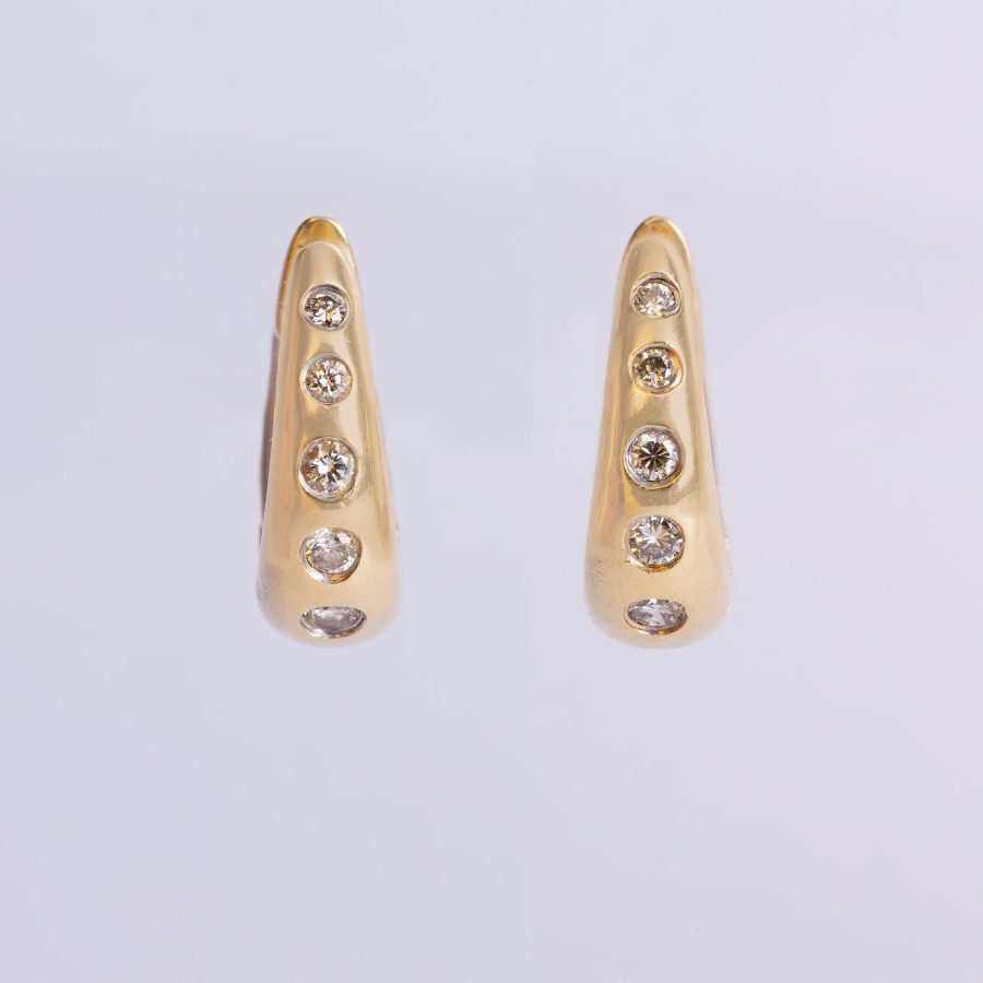 Caravanas oro 18 K amarillo y blanco y diamantes - Imagen 2