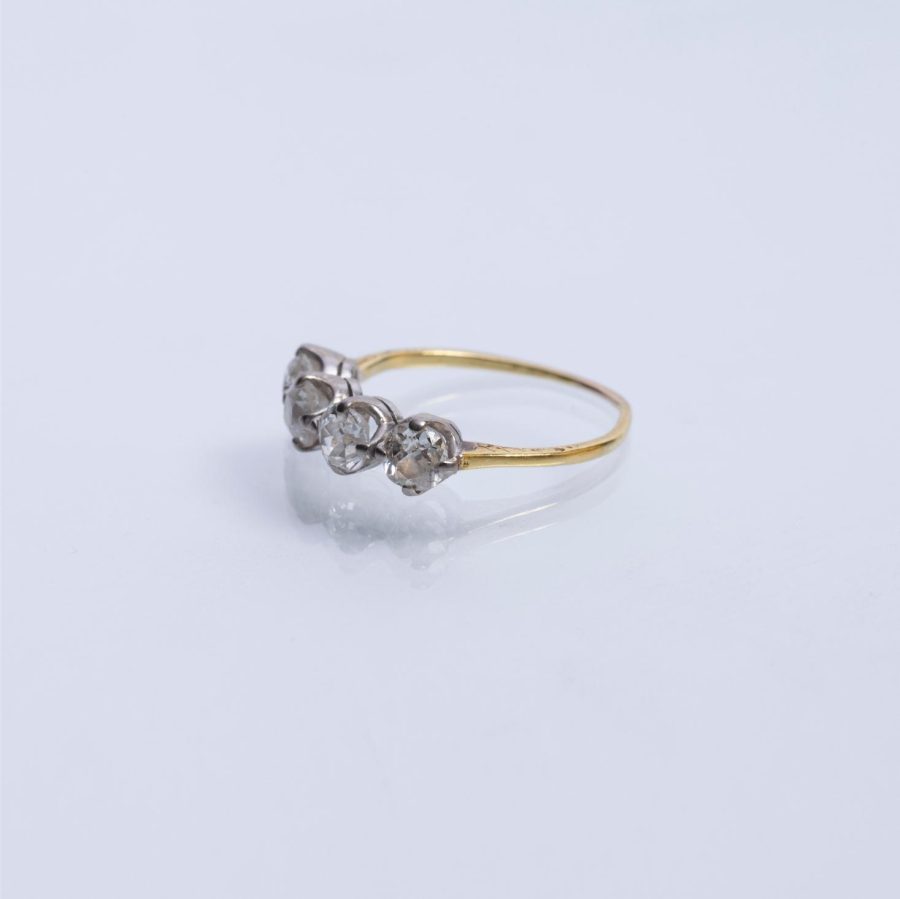 Anillo oro 18 K amarillo y blanco y diamantes - Imagen 2