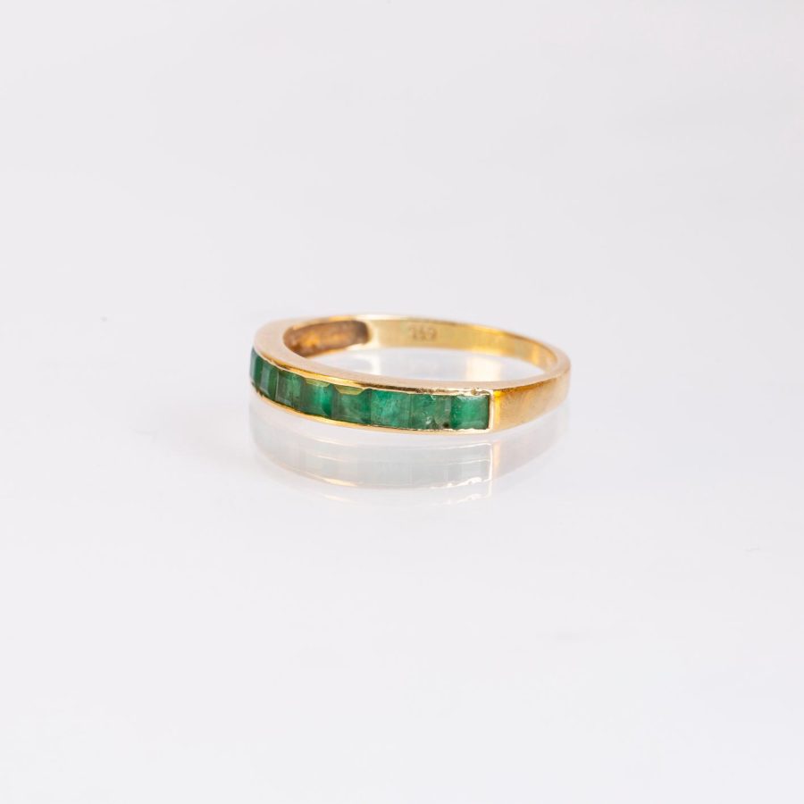 Anillo oro 18 K amarillo y esmeraldas - Imagen 2