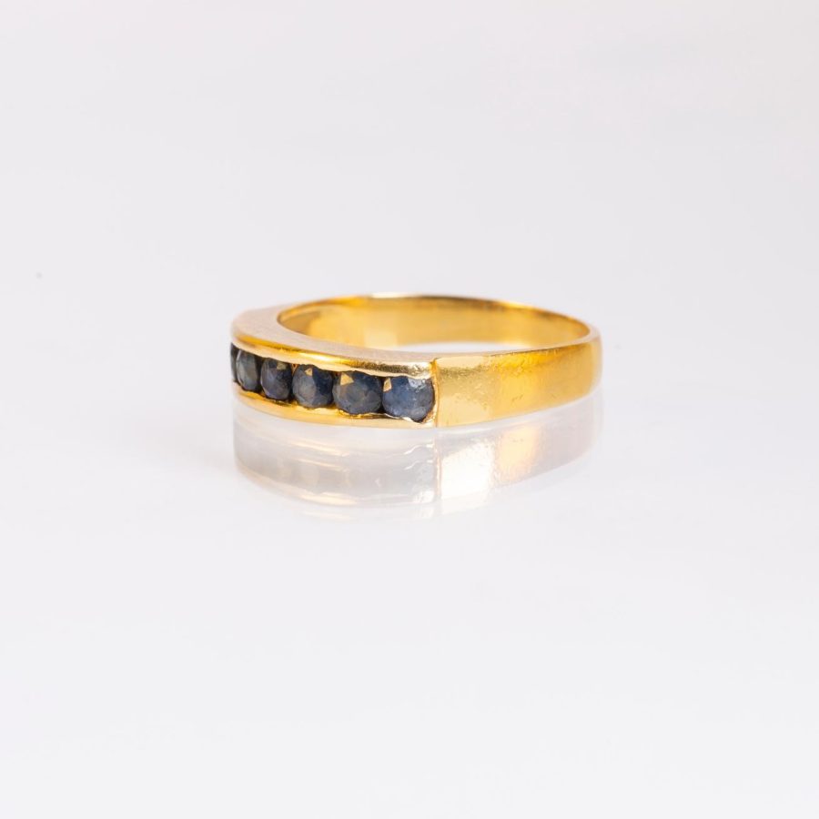 Anillo oro 18 K amarillo y zafiros - Imagen 2