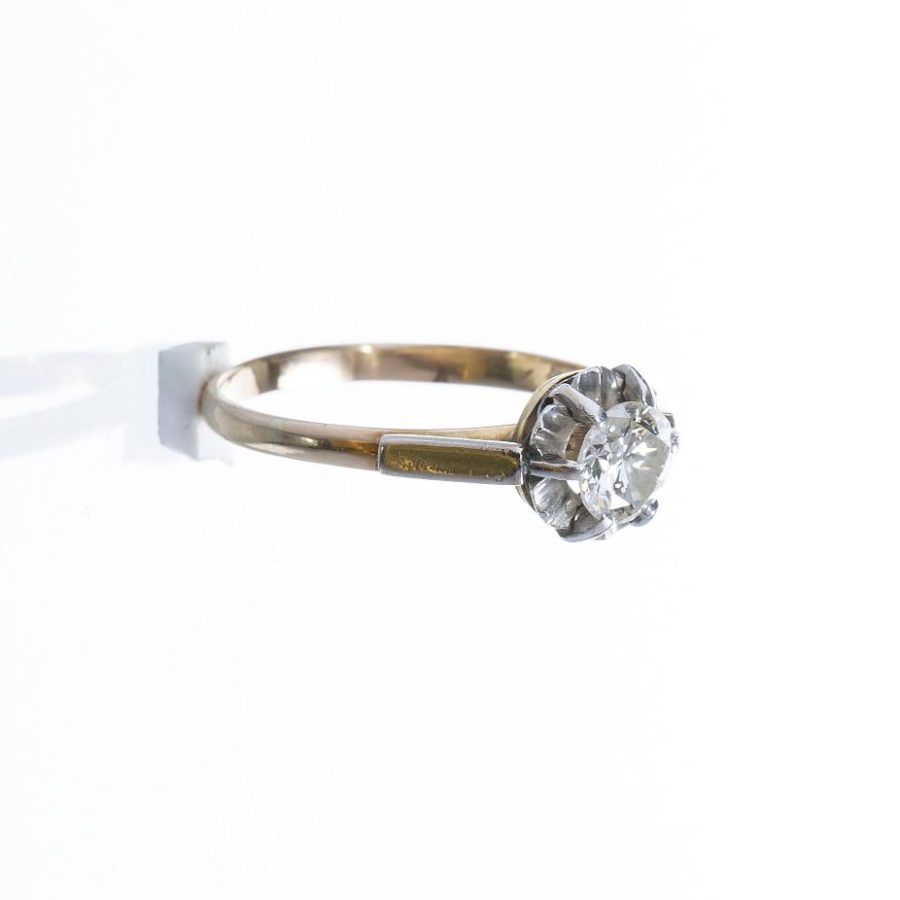 Anillo solitario oro 18 K amarillo y blanco y brillante 1,10 ct - Imagen 2