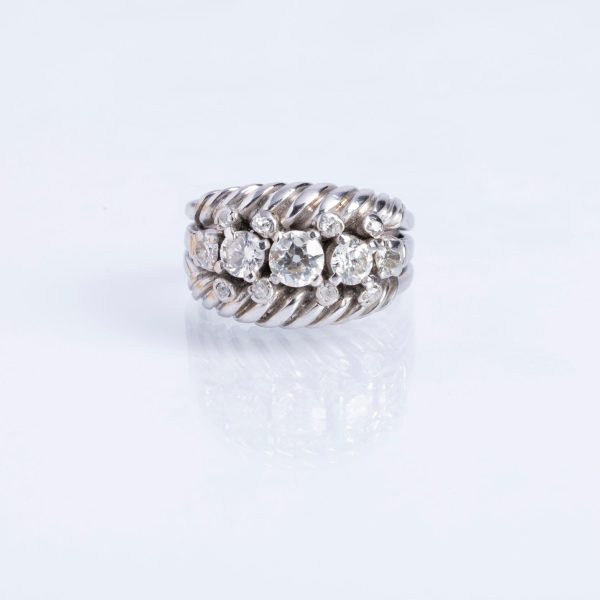 Anillo oro 18 K blanco y diamantes
