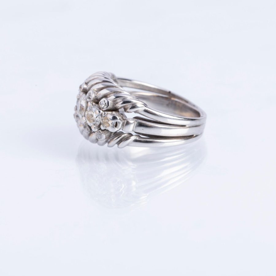 Anillo oro 18 K blanco y diamantes - Imagen 2