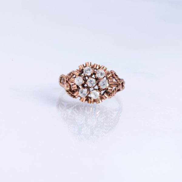 Anillo oro rosado y zirconias