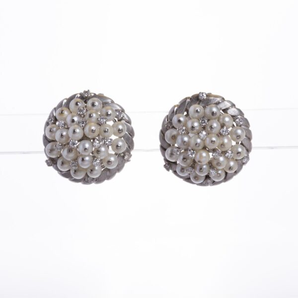 Caravanas en oro 18 K con perlas y brillantes