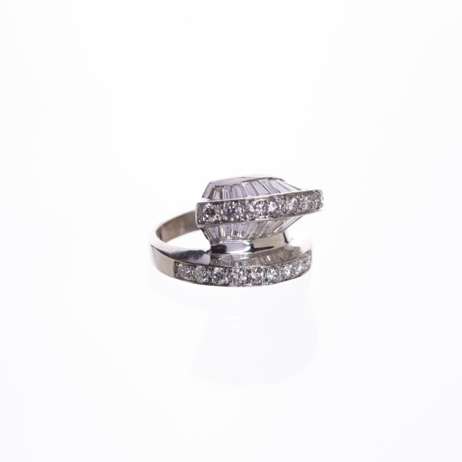 Anillo en platino con diamantes y brillantes - Imagen 3