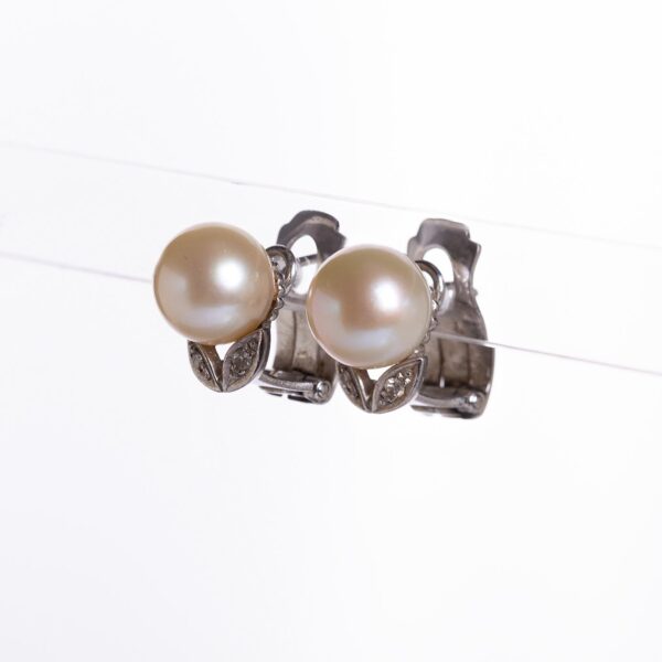 Caravanas en oro 18 K con perlas y brillantes