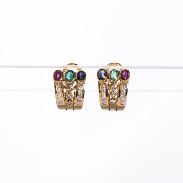 Cravanas en oro 18 K con brillantes, rubíes, zafiros y esmeraldas