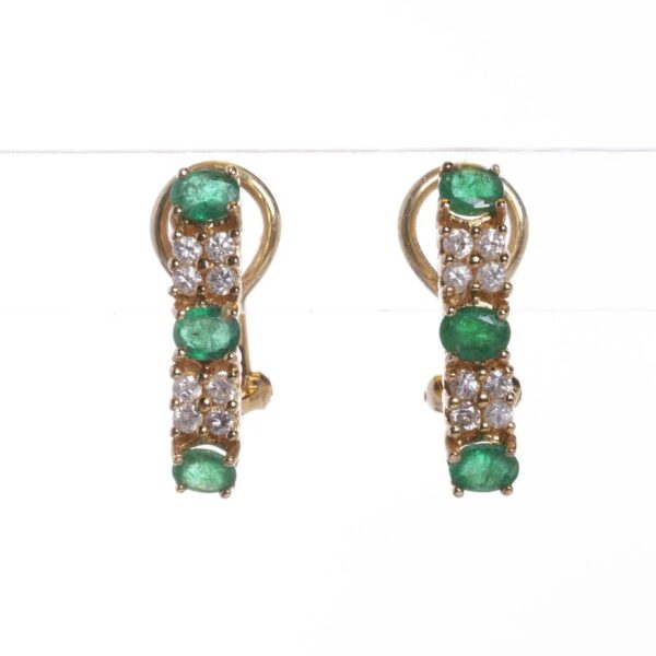 Caravanas en oro 18 K con esmeraldas y brillantes