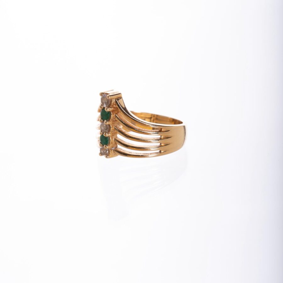 Anillo en oro 14 K, diamantes y esmeraldas - Imagen 4