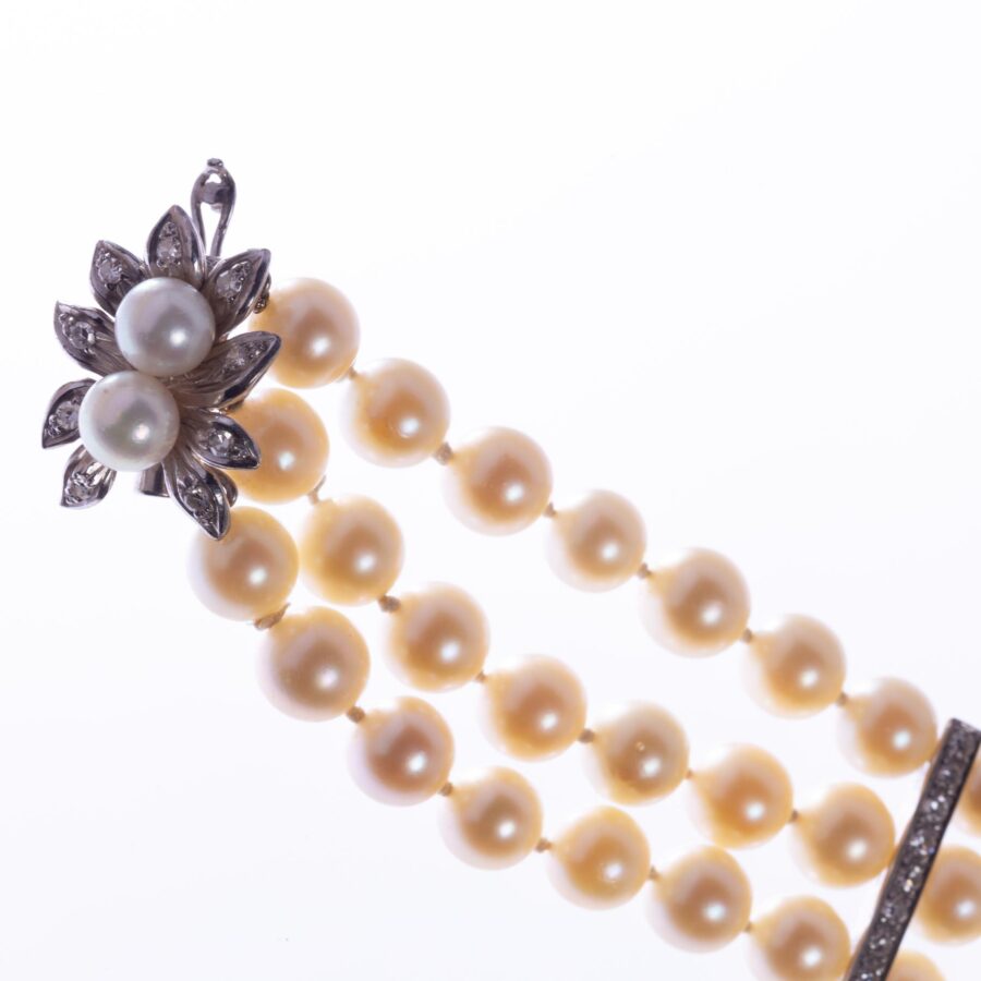 Pulsera de perlas, oro 18 K y brillantes - Imagen 2