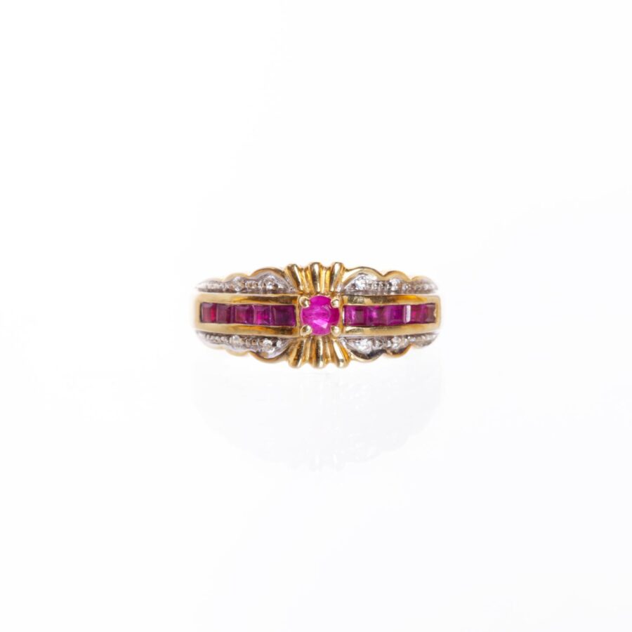Set en oro 18 K, rubíes y brillantes - Imagen 3