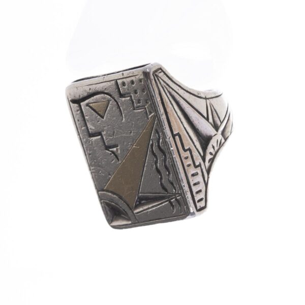 Anillo art decó en plata y oro, Cozzolino