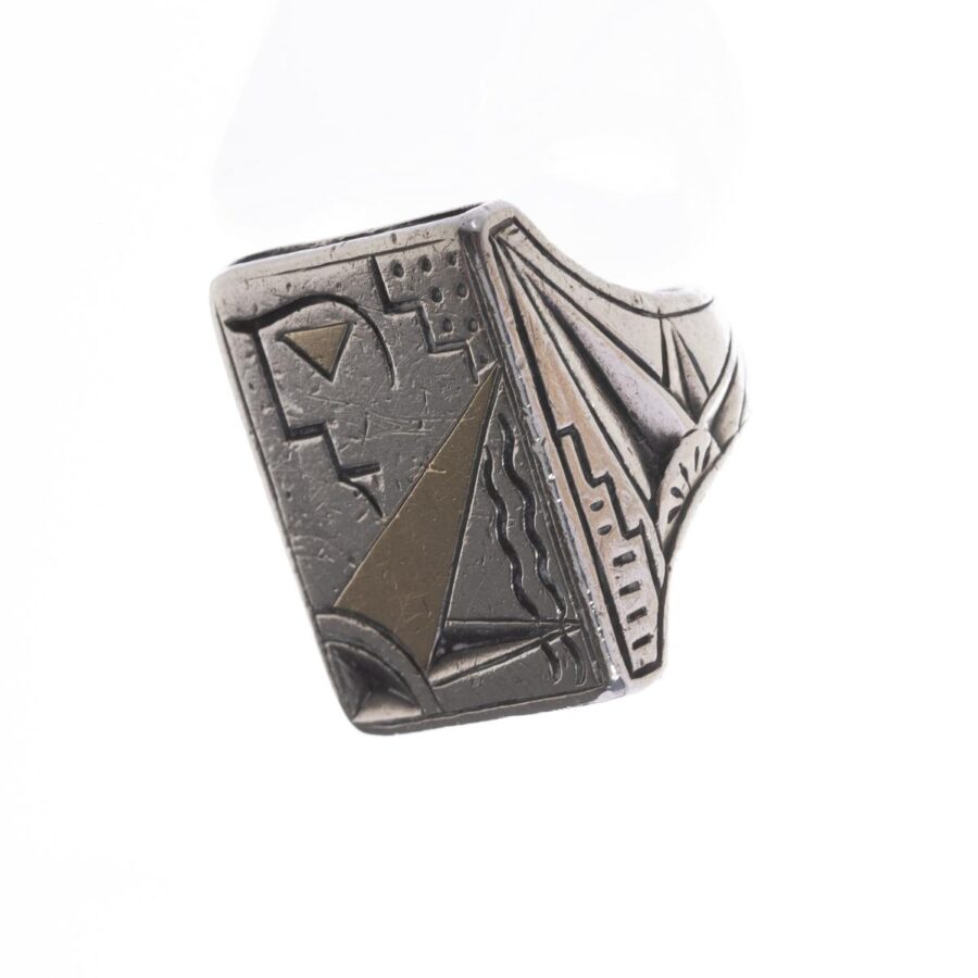 Anillo art decó en plata y oro, Cozzolino