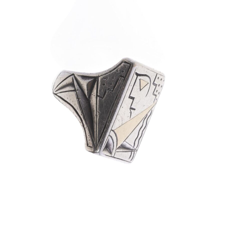 Anillo art decó en plata y oro, Cozzolino - Imagen 3