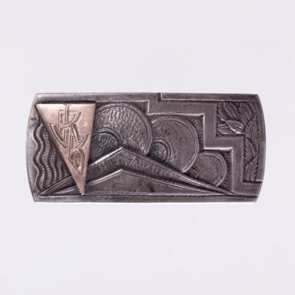 Hebilla art decó en plata y oro