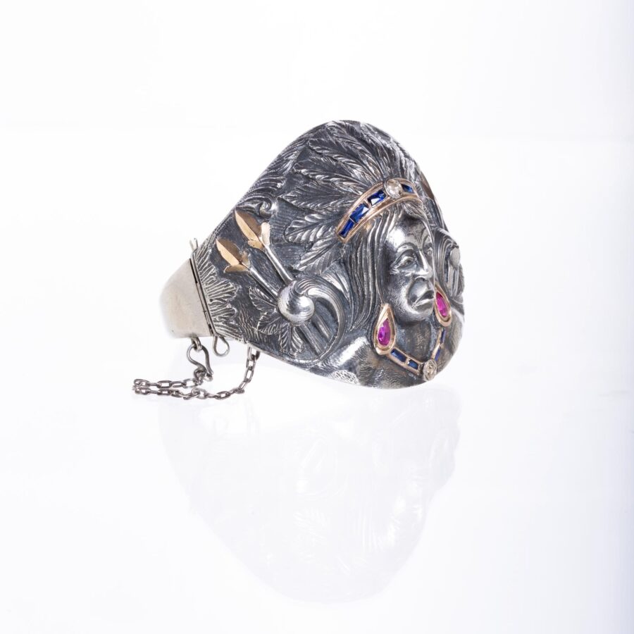 Pulsera en plata, oro, diamantes, zafiros y rubíes - Imagen 2