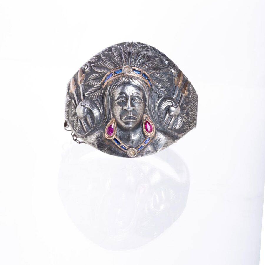 Pulsera en plata, oro, diamantes, zafiros y rubíes - Imagen 3