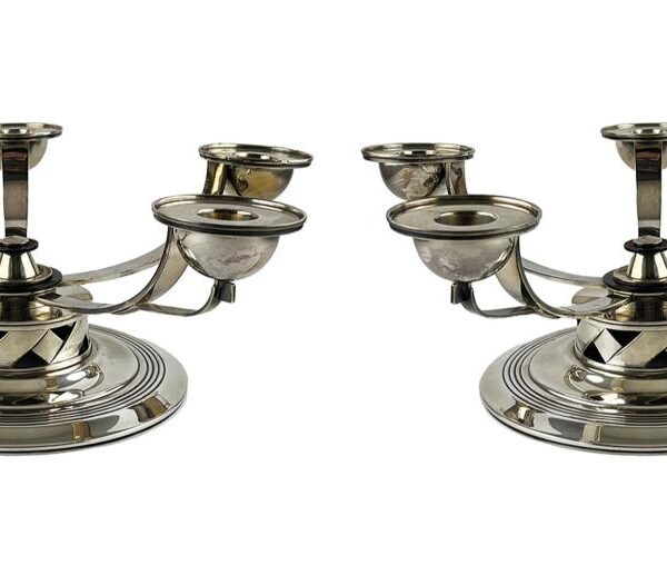 Par de candelabros decó en plata Christian Fjerdingstad