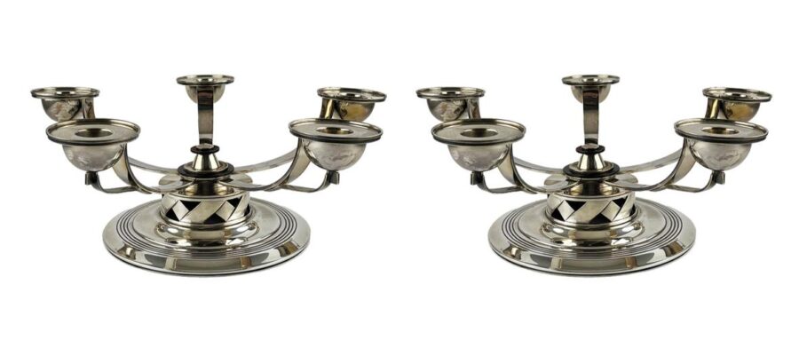 Par de candelabros decó en plata Christian Fjerdingstad