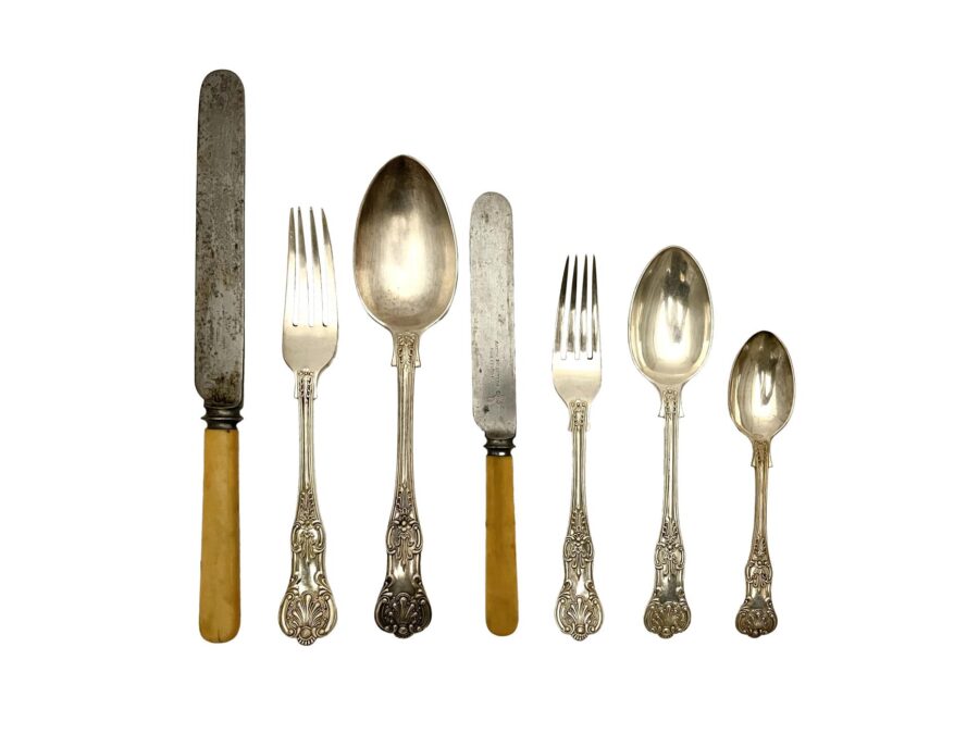 Juego de cubiertos inglés eb metal plateado
