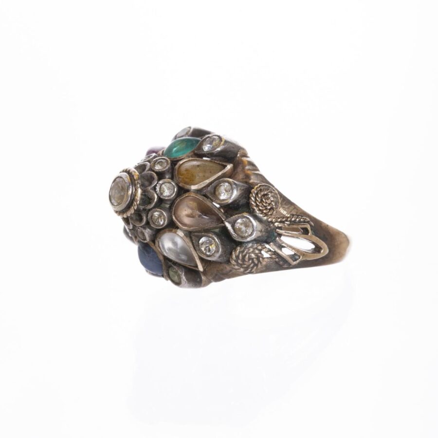 Anillo en oro, plata y piedras color - Imagen 2