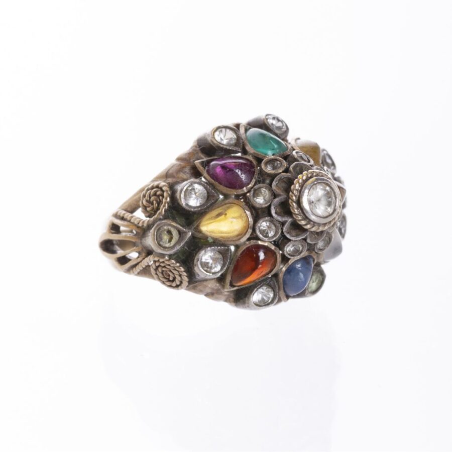 Anillo en oro, plata y piedras color - Imagen 3