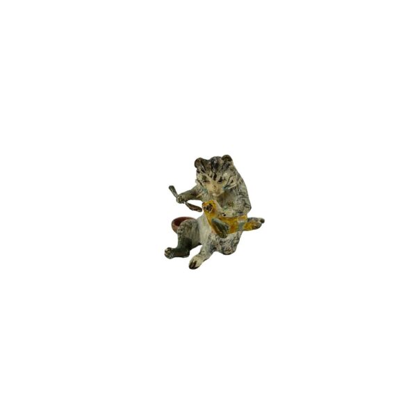 Escultura en bronce vienés "Gato y pájaro"