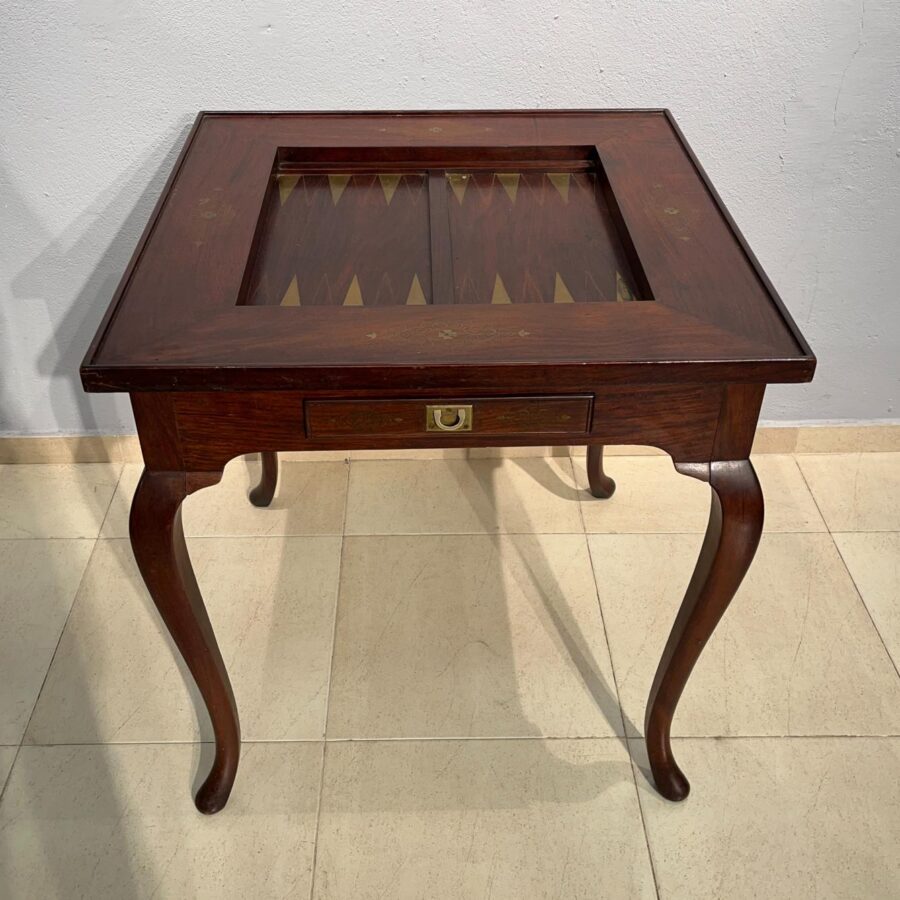 Mesa inglesa de juego en caoba y bronce - Imagen 2